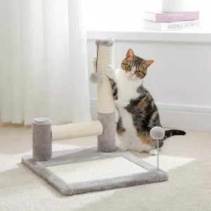 Cat Scratching Post Pad with Dual Sisal Posts, Large Base Pad & Play Ball