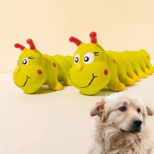 Interactive Caterpillar Chew Toy for Small to Medium Dogs – Squeaky Rubber Fun
