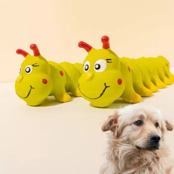 Interactive Caterpillar Chew Toy for Small to Medium Dogs – Squeaky Rubber Fun