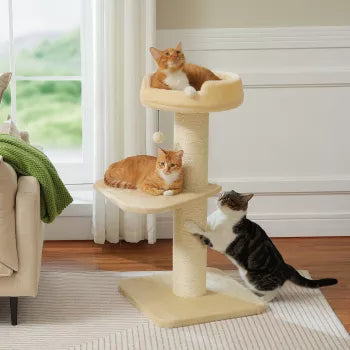 Sturdy Cat Tower with Thick Flower Bed and Large Scratching Post