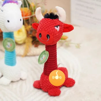 Plush Dinosaur & Cow Chew Toy for Dogs – Squeaky, Durable & Teeth Cleaning